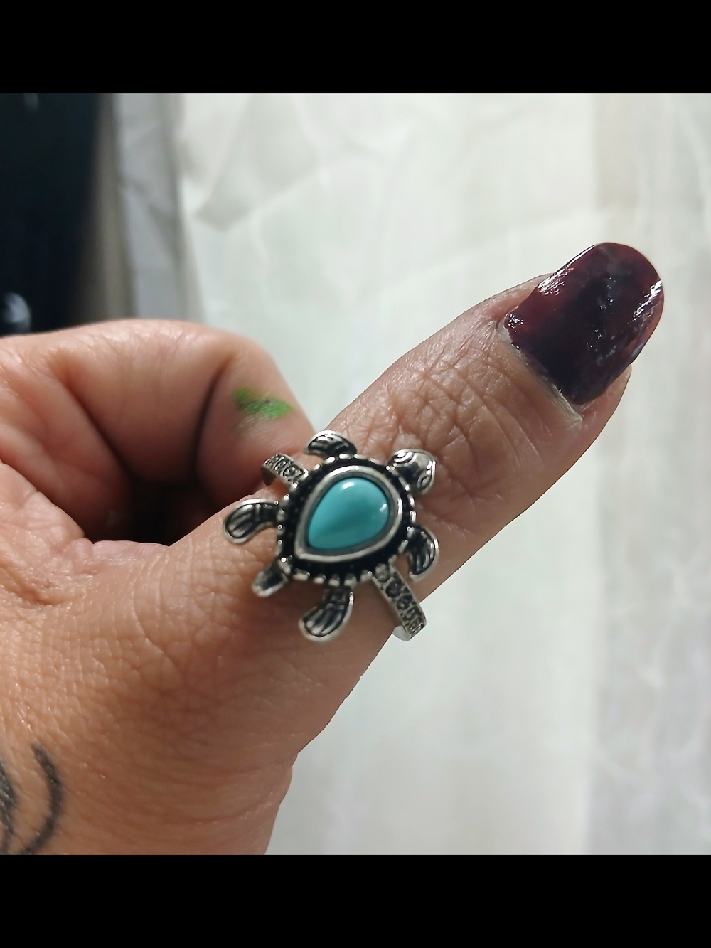 Turquoise Turtle Silver Ring - Women Jewelry
